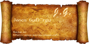 Jencs György névjegykártya